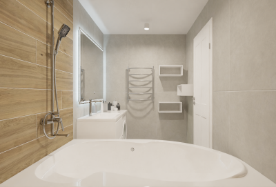 Дизайн ванной в скандинавском стиле.