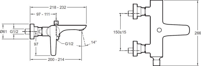 E72319-CP смеситель ALEO+ для ванны/душа (хром) автоматическая кнопка-переключатель