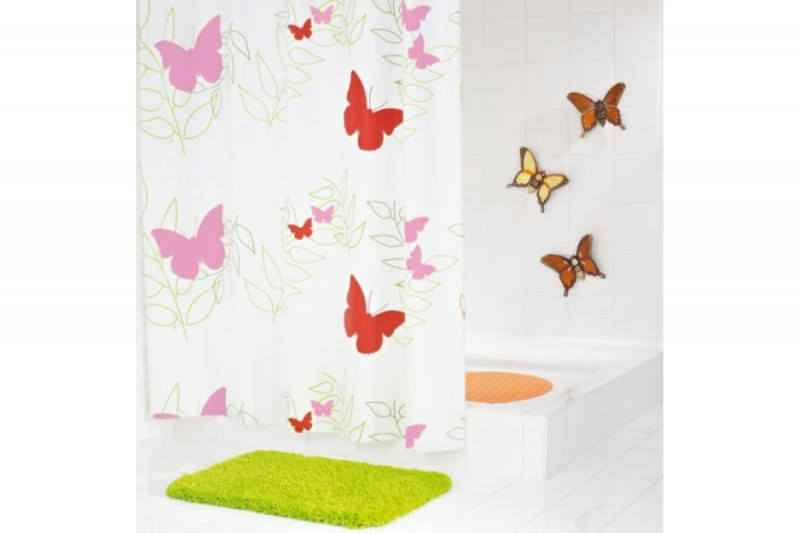 Штора для ванных комнат Butterflies красный 180*200