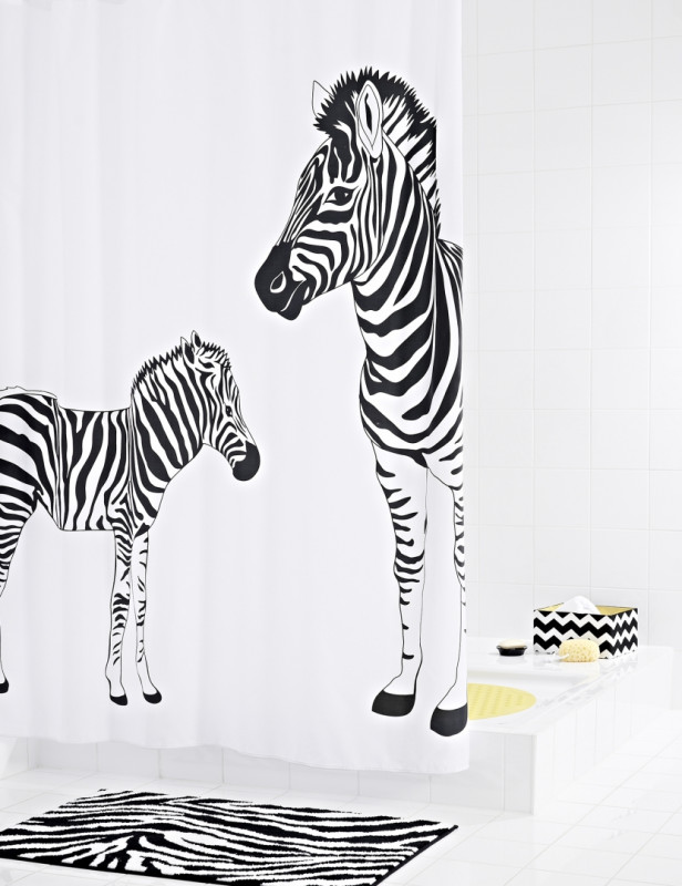 Штора для ванных комнат Zebra белый/черный 180Х200