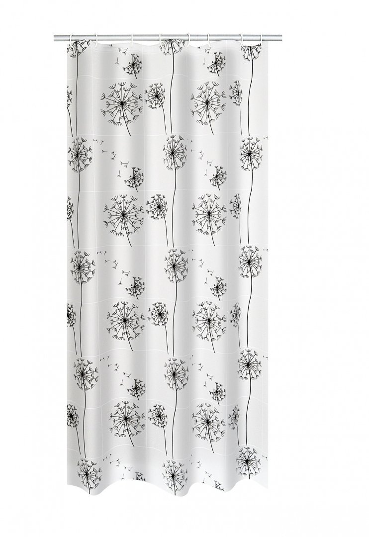 Штора для ванных комнат Moonflower белый/черный 180Х200