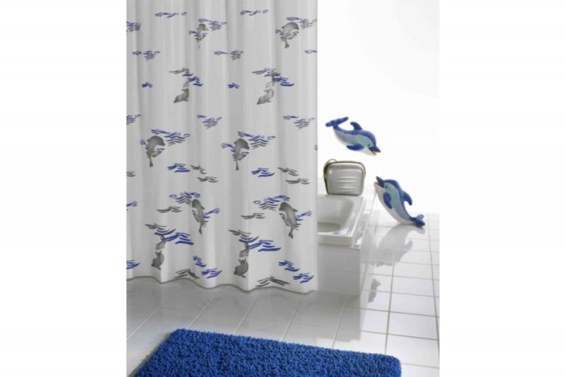 Штора для ванных комнат Delphin синий/голубой 180Х200, Aqm