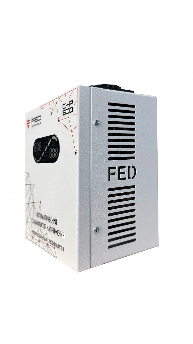 Стабилизатор напряжения FED 500 дисплей, 2 розетки