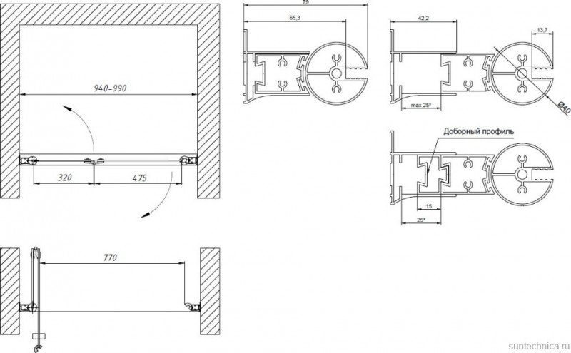 Дверь в душевой проём GPS NOVO 95 02М 01 левая профиль черный матовый стекло прозрачное