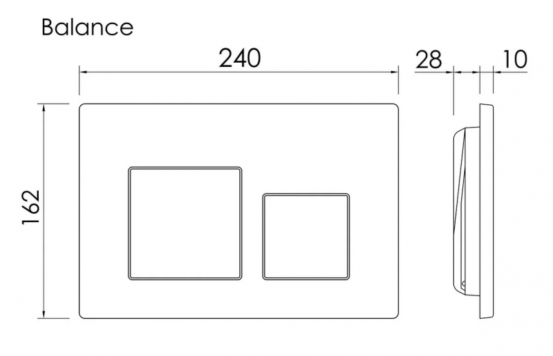 Кнопка смыва Balance, клавиши Square, вороненая сталь CN12-002GG Ceramica Nova