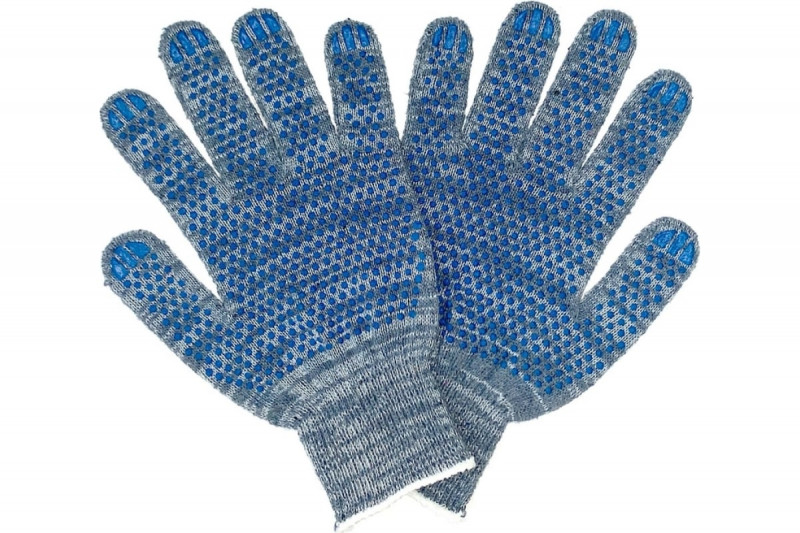 Перчатки с ПВХ 5-и нит. 7/10 класс, серые/белые/синие/чёрные