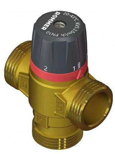 Клапан смесительный термостатический Rommer для систем отопления и ГВС 1" НР 35-60°С