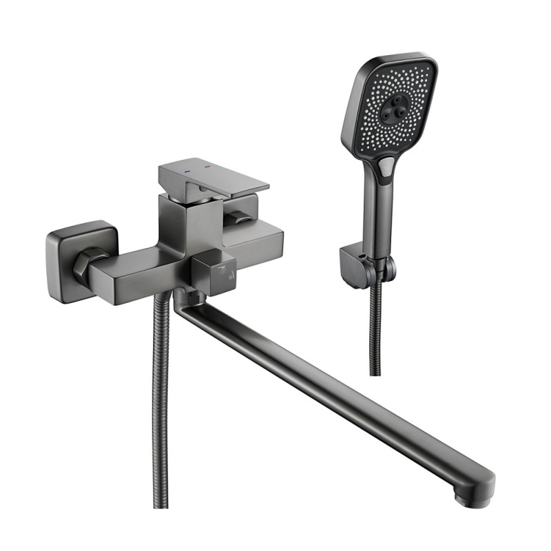 Смеситель для ванной длинный нос, ф.35, оружейная сталь S9622T "SHEVANIK"