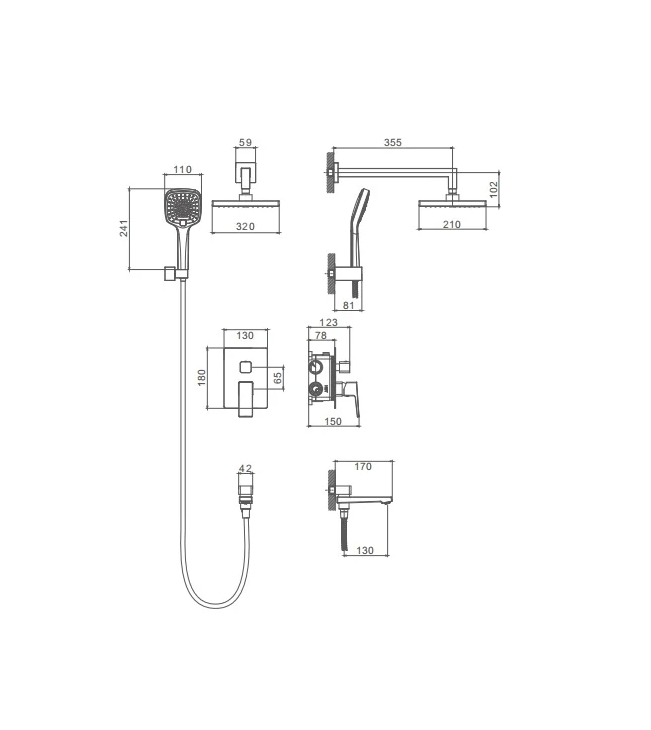Душевая система для ванны встраиваемая SPLENKA черный S01.27.06