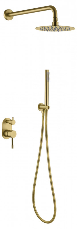 Смеситель встроенный + верхний+ ручной душ Uno. Matt Gold 464-MG
