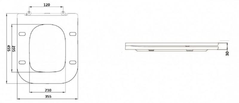Унитаз напольный Ceramalux NS-2170-18 безободковый, 34х63,5х84 см с сиденьем микролифт, черный глянц