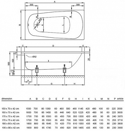 Ванна Bette Form 170*75 сталь с шумоизоляцией 3710-000AD (белый)(Германия)