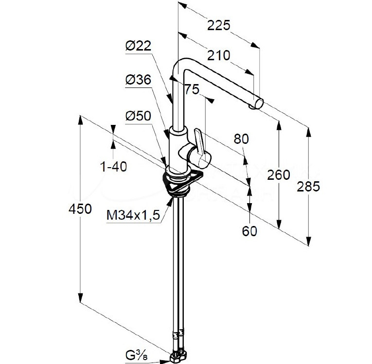 Смеситель для кухни, KLUDI L-INE S черный матовый 408033975