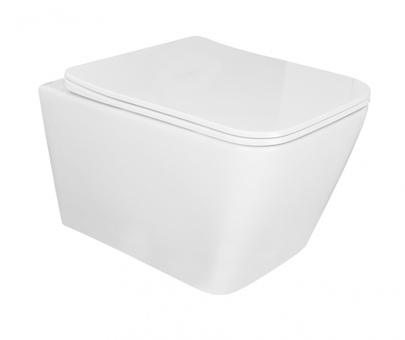 Унитаз подвесной, Cascad безободковый, система смыва Tornado, в компл сиденьем микролифт 525x345