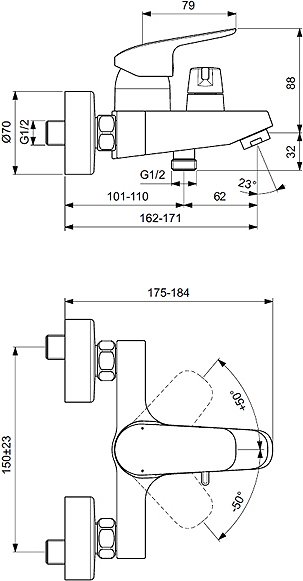 IDEAL STANDARD B1740AA Ceraflex смеситель для ванны (керам. дивертор) БОЛГАРИЯ