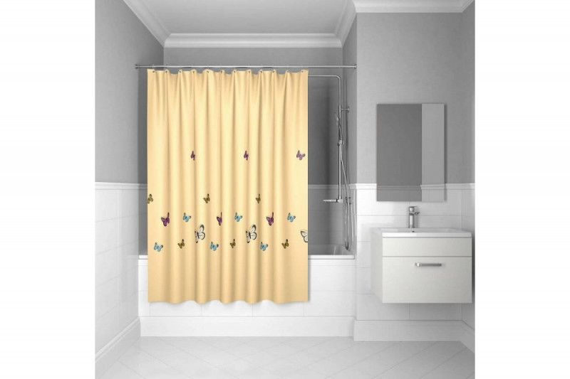 Штора для ванной комнаты, 200*200 см, полиэстер, yellow butterfly, IDDIS, SCID033P
